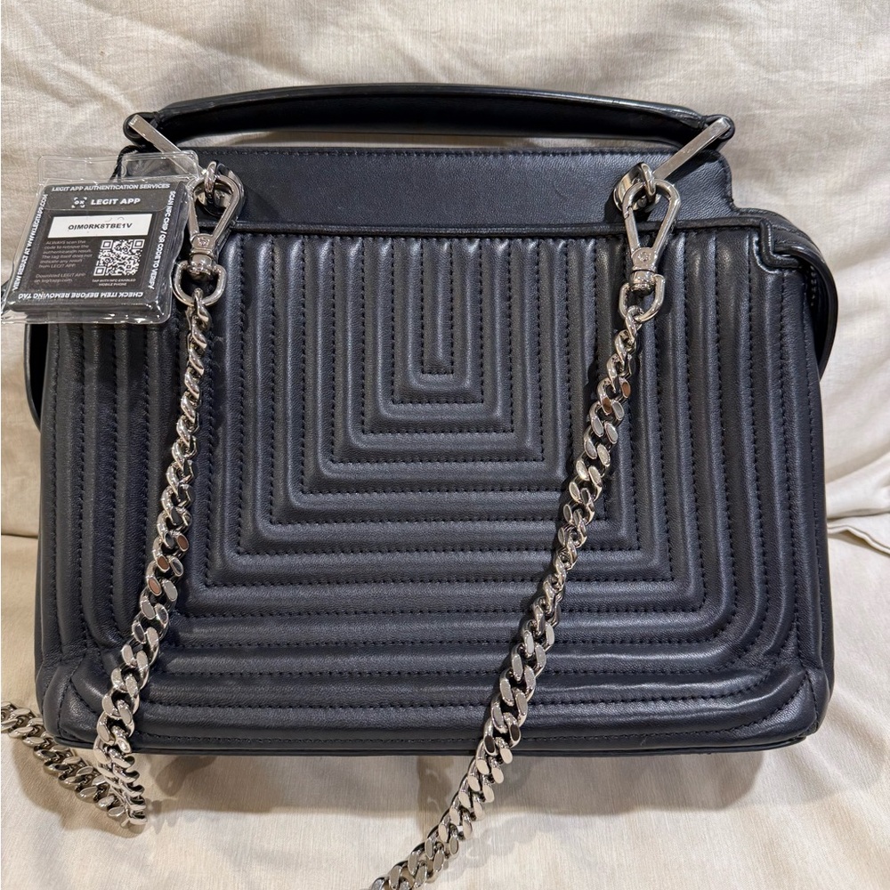 Fendi Black Quilted Leather Satchel with Silver Accents - Picture 3 of 9